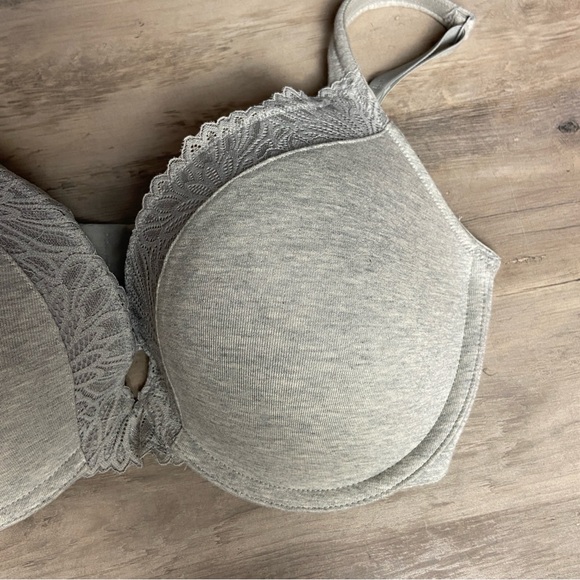 Gray Lace Trim Bra Cacique Womens Full Support‎ Bra, Size 38F - Picture 3 of 8